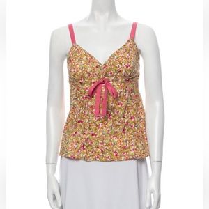 DVF Printed Blouse Tank Pink Sz XS
